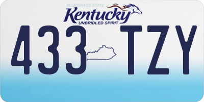 KY license plate 433TZY