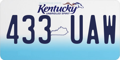 KY license plate 433UAW
