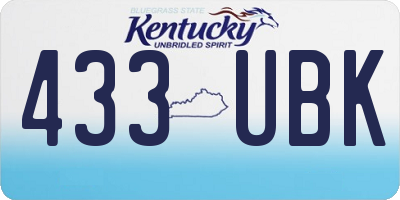 KY license plate 433UBK