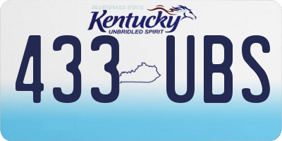 KY license plate 433UBS