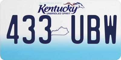 KY license plate 433UBW