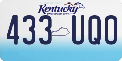 KY license plate 433UQO