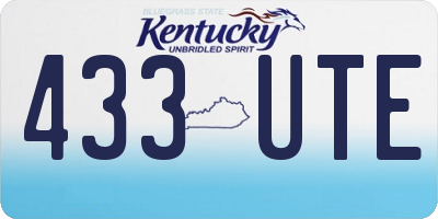 KY license plate 433UTE