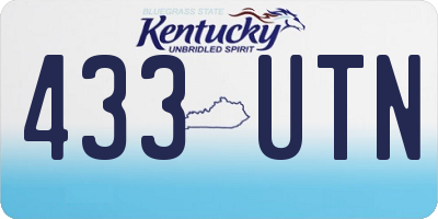 KY license plate 433UTN