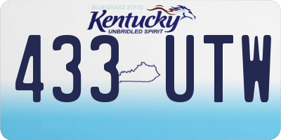 KY license plate 433UTW