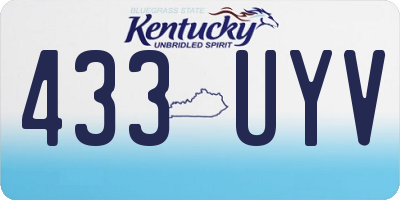 KY license plate 433UYV