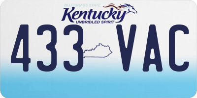 KY license plate 433VAC
