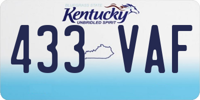 KY license plate 433VAF