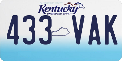KY license plate 433VAK