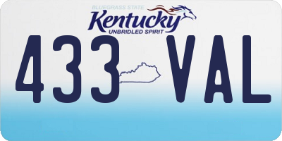 KY license plate 433VAL