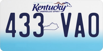 KY license plate 433VAO