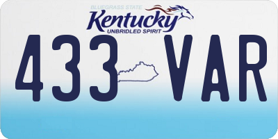 KY license plate 433VAR