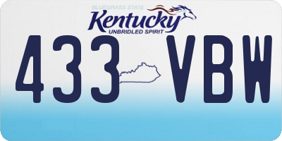 KY license plate 433VBW