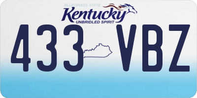 KY license plate 433VBZ
