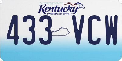 KY license plate 433VCW