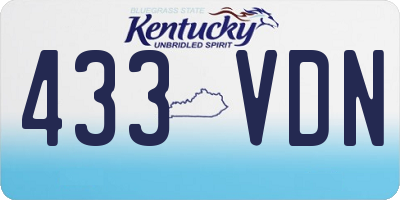 KY license plate 433VDN