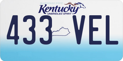KY license plate 433VEL