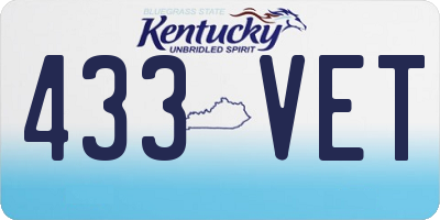 KY license plate 433VET