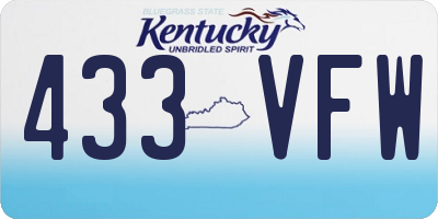 KY license plate 433VFW