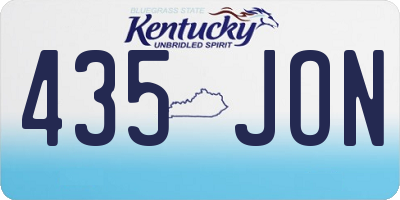 KY license plate 435JON