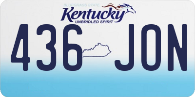 KY license plate 436JON