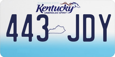 KY license plate 443JDY