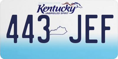 KY license plate 443JEF