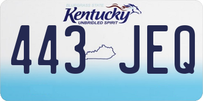 KY license plate 443JEQ