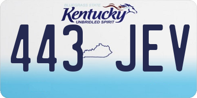 KY license plate 443JEV