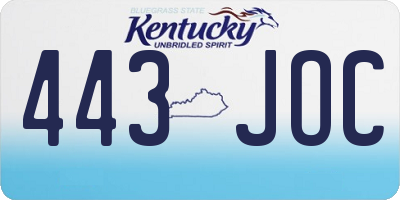 KY license plate 443JOC