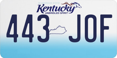 KY license plate 443JOF