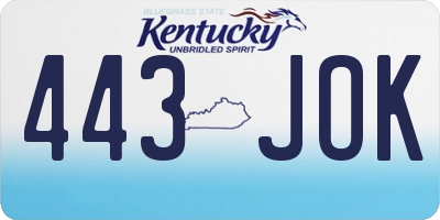 KY license plate 443JOK