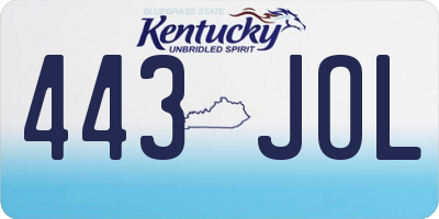 KY license plate 443JOL