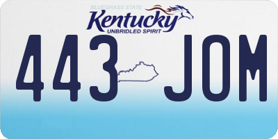 KY license plate 443JOM