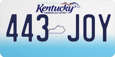 KY license plate 443JOY