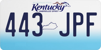 KY license plate 443JPF