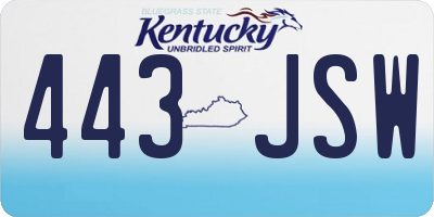 KY license plate 443JSW