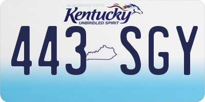 KY license plate 443SGY