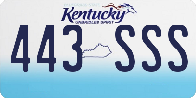 KY license plate 443SSS