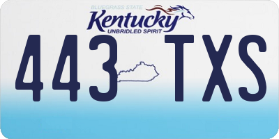 KY license plate 443TXS
