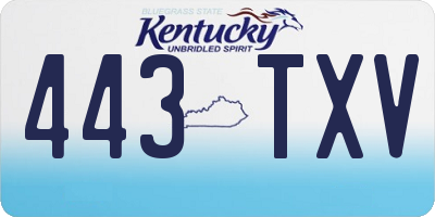 KY license plate 443TXV