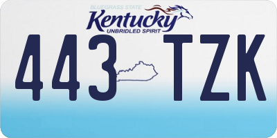 KY license plate 443TZK