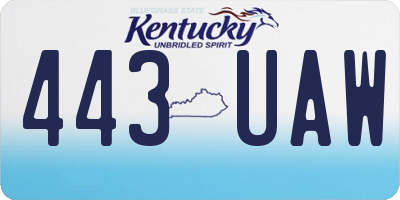 KY license plate 443UAW