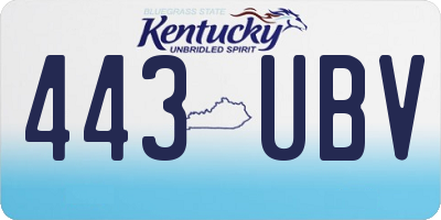 KY license plate 443UBV
