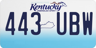KY license plate 443UBW