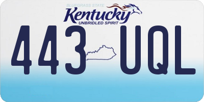 KY license plate 443UQL