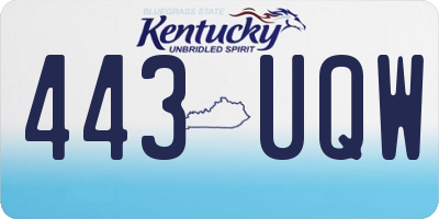 KY license plate 443UQW