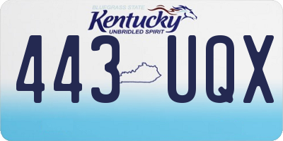 KY license plate 443UQX