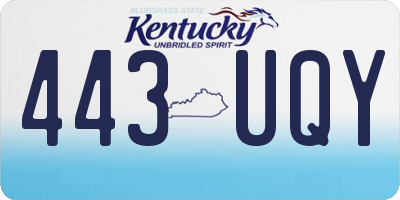 KY license plate 443UQY