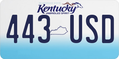 KY license plate 443USD